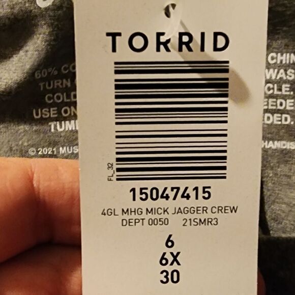 6X 30W Torrid Grey Mick Jagger Classic Fit Tee The Rolling Stones Plussize Music - Picture 7 of 7